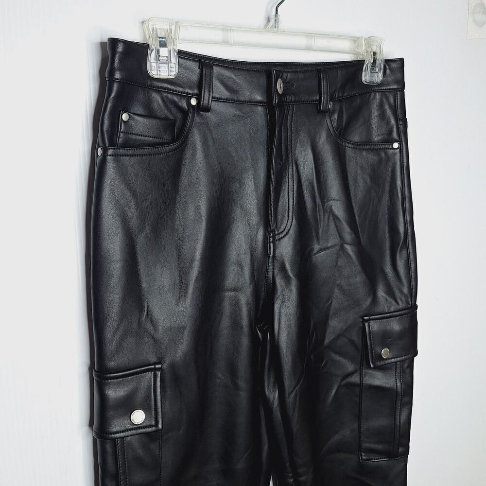 Avec Les Filles Gabi Faux Leather Pant Cargo Utility Small High Rise Straight - Picture 7 of 12